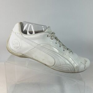 Vintage Puma Speed Cat Shoes Women's Size 9 White Leather Low Driving Sneakers